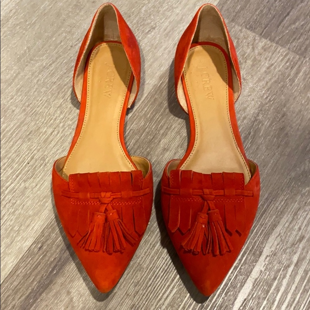 J Crew Red Suede Flats